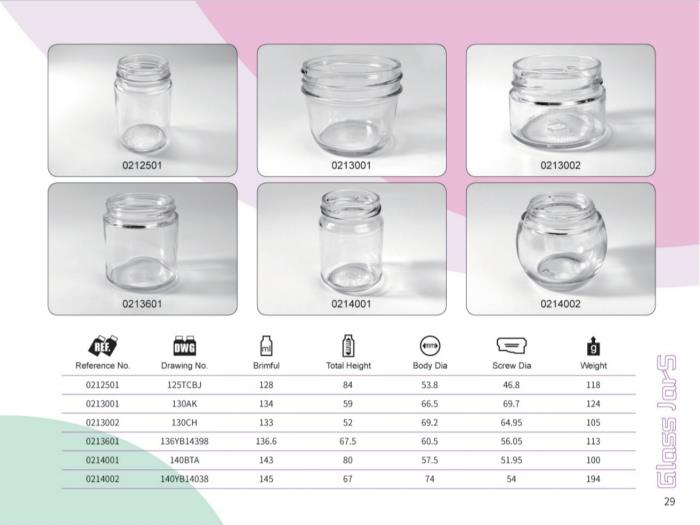 Clear Glass Food Jars 125ml - 145ml